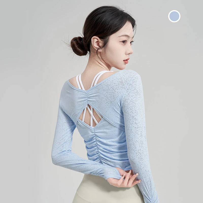 

2024 Sports T-shirt Women Summer Breathable Sexy Beauty Back Fitness Wear Quick Dry Running Training Short Sleeve Yoga Top