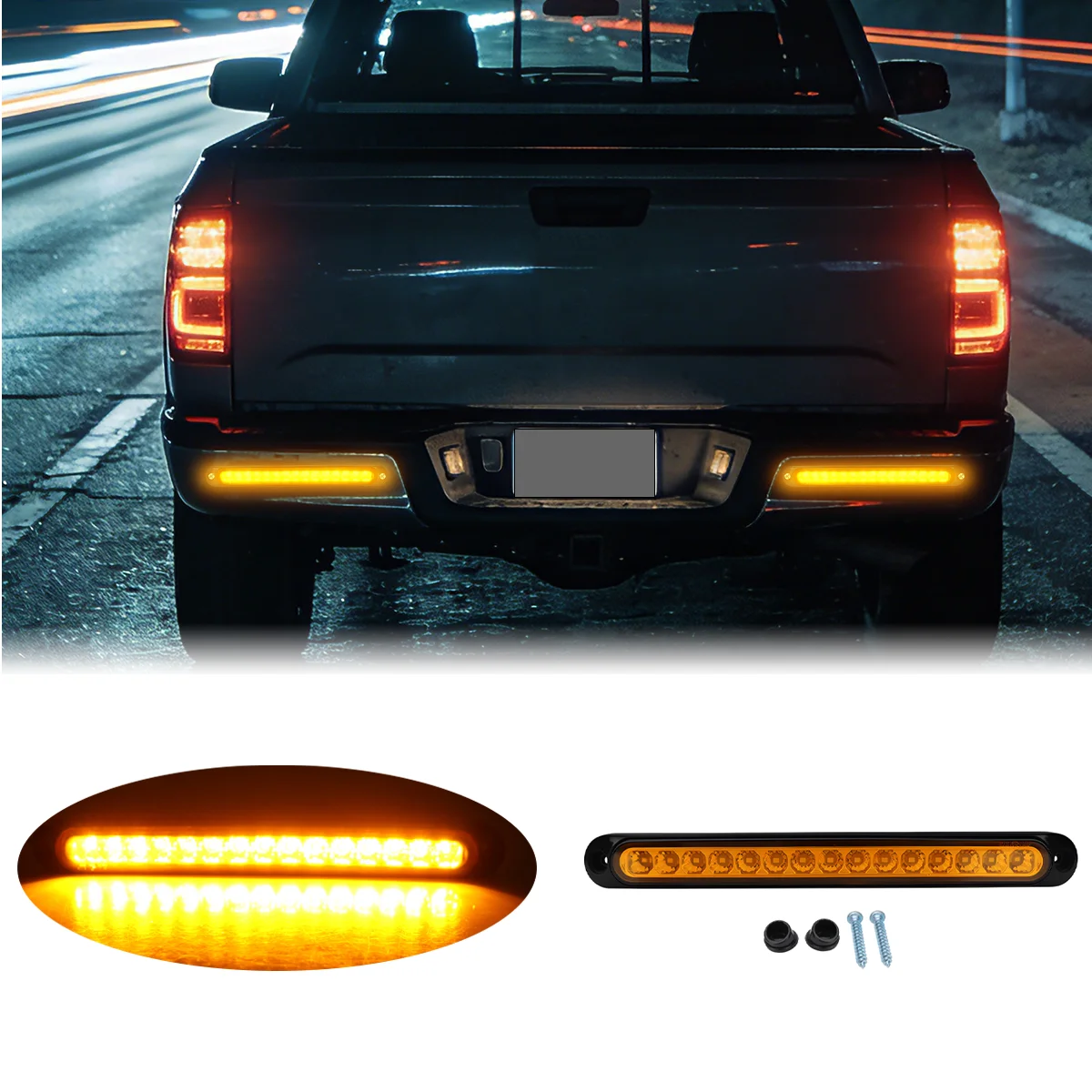 1/2X 24V Car Truck LED Turn Signal Bar Light 15SMD Side Marker Clearance Light Following Warning LED Rear Taillight Driving Lamp