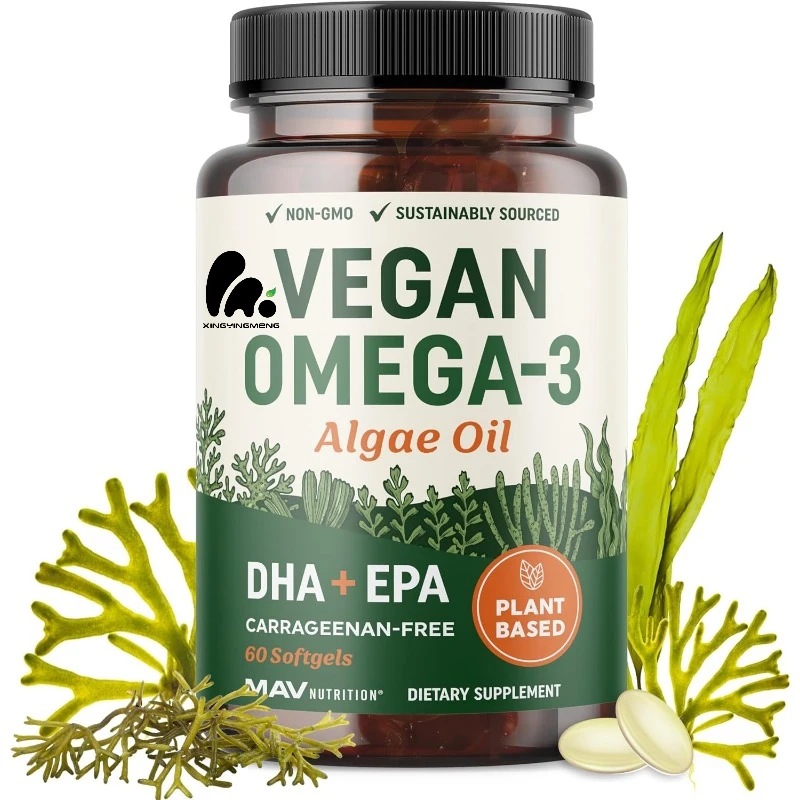 Aceite de algas puro Omega 3 |   Salud general DHA EPA sin OGM a base de plantas |   Sustituto del aceite de pescado 60 cápsulas cápsulas blandas