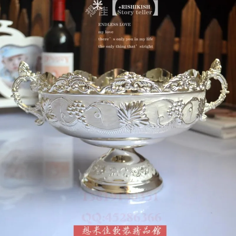 European boutique carved fruit plate fruit basket silver-plated white glue fruit pot ornament home jewelry KTV hotel supplies