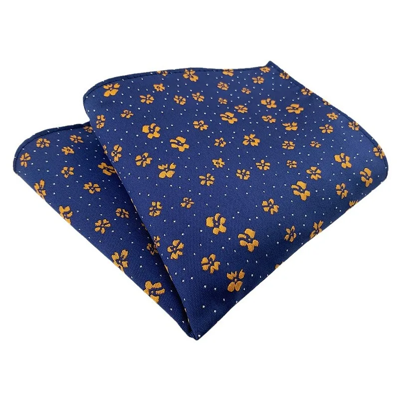 Pañuelo cuadrado de bolsillo con estampado de flores de poliéster para hombre, pañuelo para el cuello, bufandas, traje, bufanda de bolsillo, accesorios de decoración