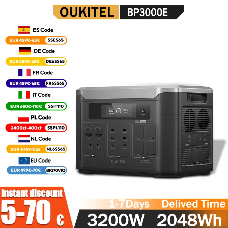 OUKITEL BP3000E Tragbare Powerstation 3200W Ausgangsleistung 2048Wh …