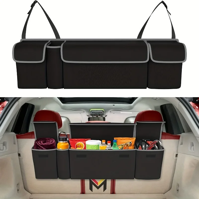All-Purpose Car Trunk Organizer - Durable, Waterproof & Collapsible with 4 Pockets - Ideal for SUVs, Trucks, MPVs