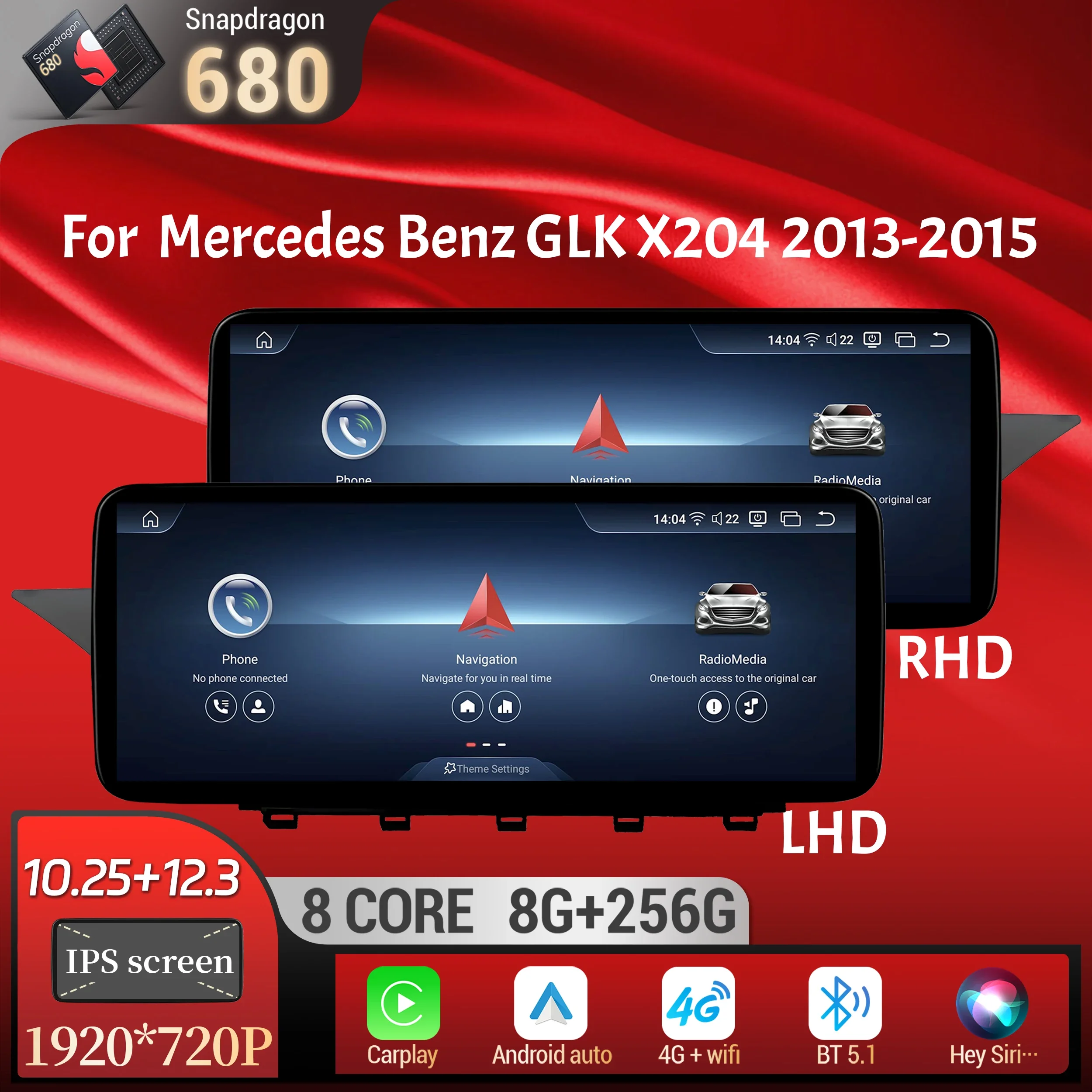 

Car Radio For Mercedes Benz GLK X204 2013-2015 NTG 4.5 System Android 14 Wireless Bluetooth Carplay Snapdragon 680 Touch Screen