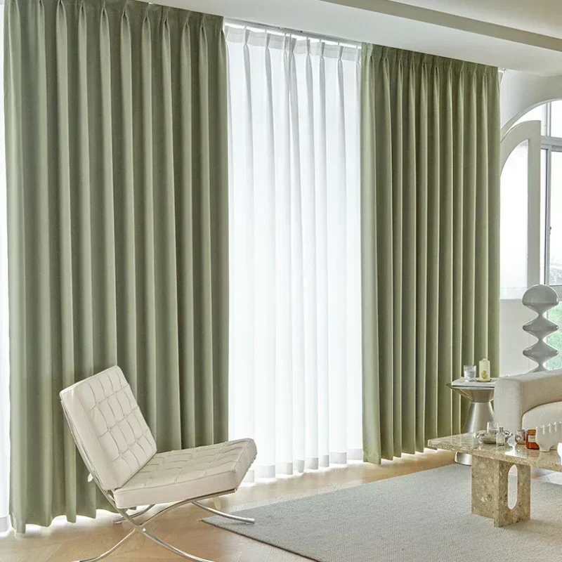 New Dark Green Curtains for Living Dining Room Bedroom Balcony Insulated Shade Cloth Super Strong Soundproof Curtain Blackout