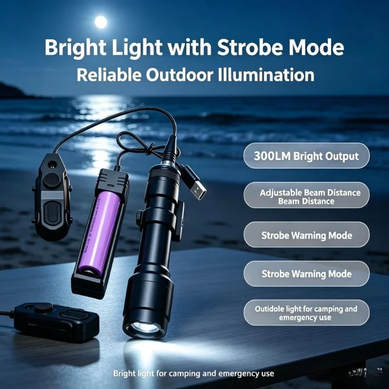 Alloy LED Torch Combo Long & Short, High Lumen Light with Strobe Mode, USB Charging, Outdoor Survival Equipment