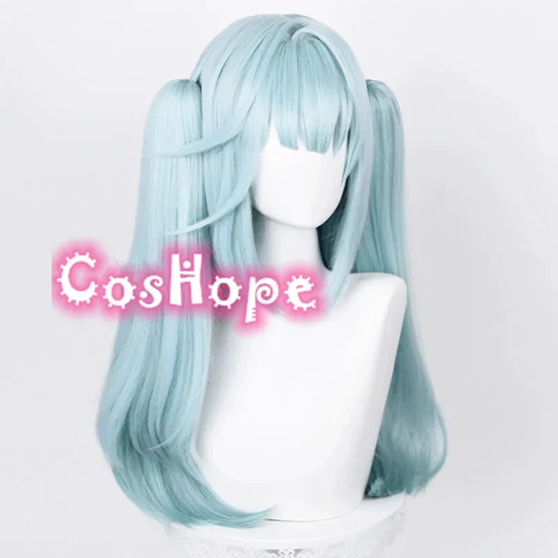 Faruzan شعر مستعار تأثيري ذيل حصان مزدوج شعر مستعار أزرق تأثيري أنيمي تأثيري الباروكات مقاومة للحرارة بيروكات صناعية