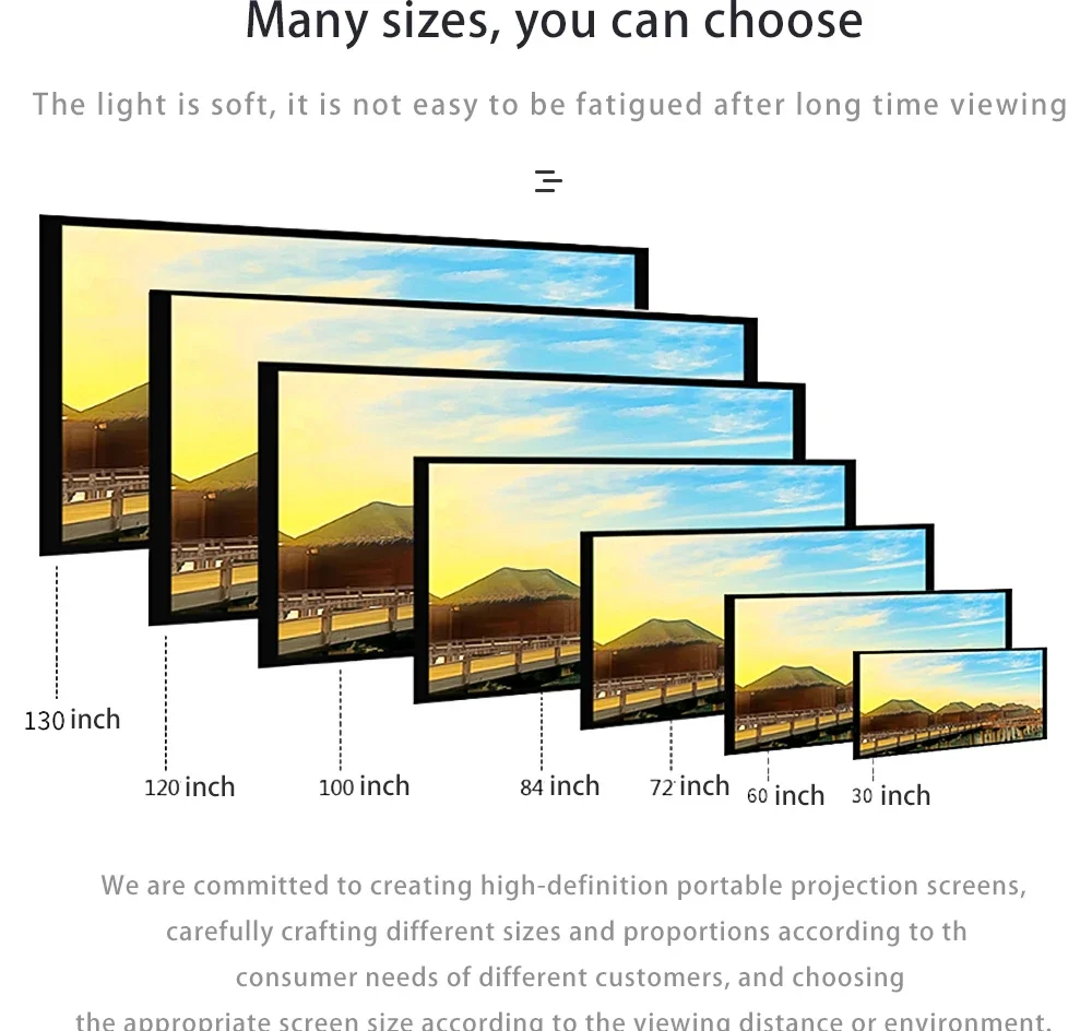 Salange Projector Screen 16:9 Metal Anti Light Curtain Reflective Fabric Cloth For YG300 XGIMI H3 HALO Mogo Xiaomi DLP Projector - view 5