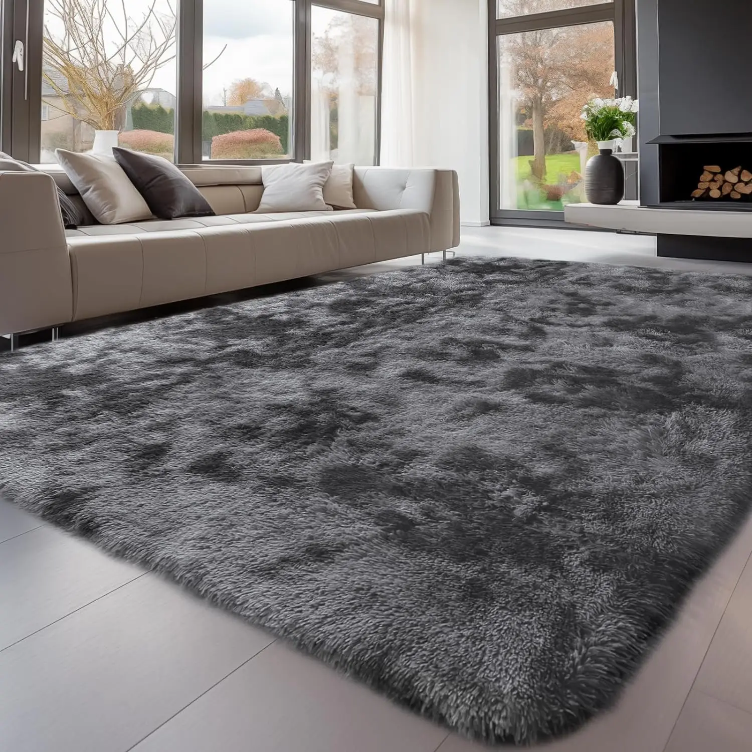 Sour Lemon Rugs Living Room 200x300cm Area Rugs for Bedroom, Washable Anti Slip Extra Large Shaggy Soft Rug Fluffy Carpets Mat