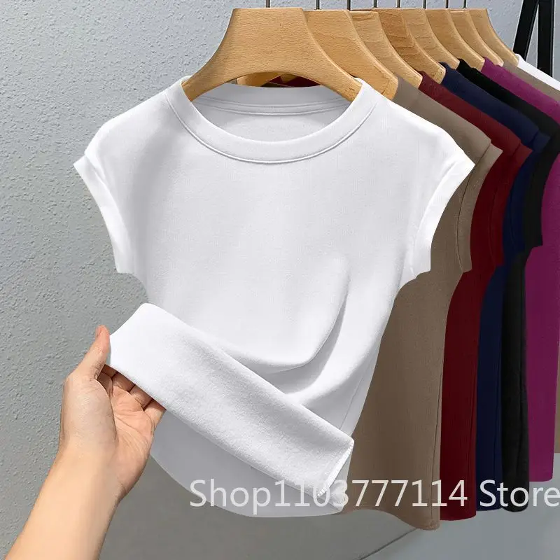 Neues ärmelloses Damen-T-Shirt, trendige Mode, lässig, schmal geschnitten, Sommer, Rundhalsausschnitt, gerippt, einfarbig, kühles, dünnes Basic-Top – Detail 9