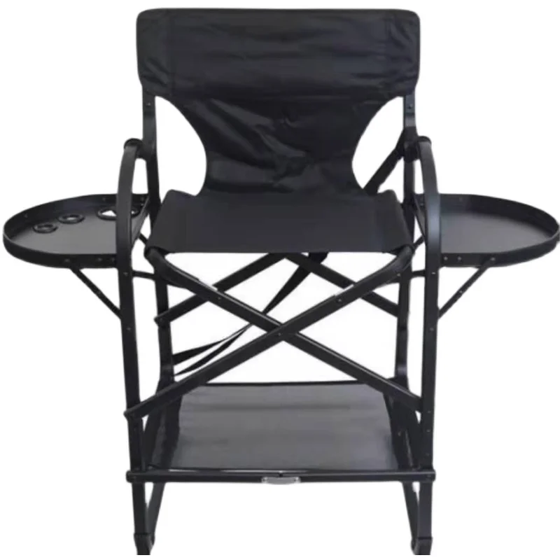 Aluminum alloy tall black folding makeup chair outdoor camping portable director chair hair chair