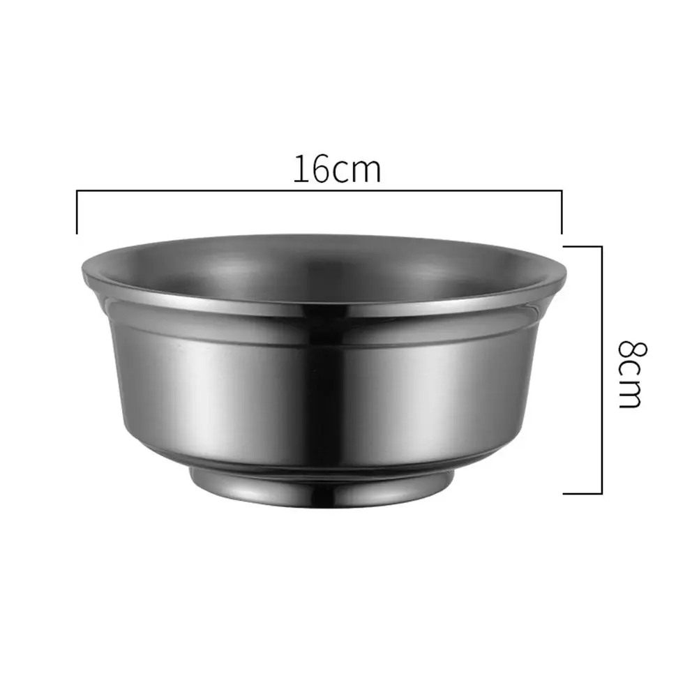 Stainless Steel Double-Layer Soup Bowl 16cm, Anti-Scald Shatter-Resistant Rice Porridge Bowl for Buffet