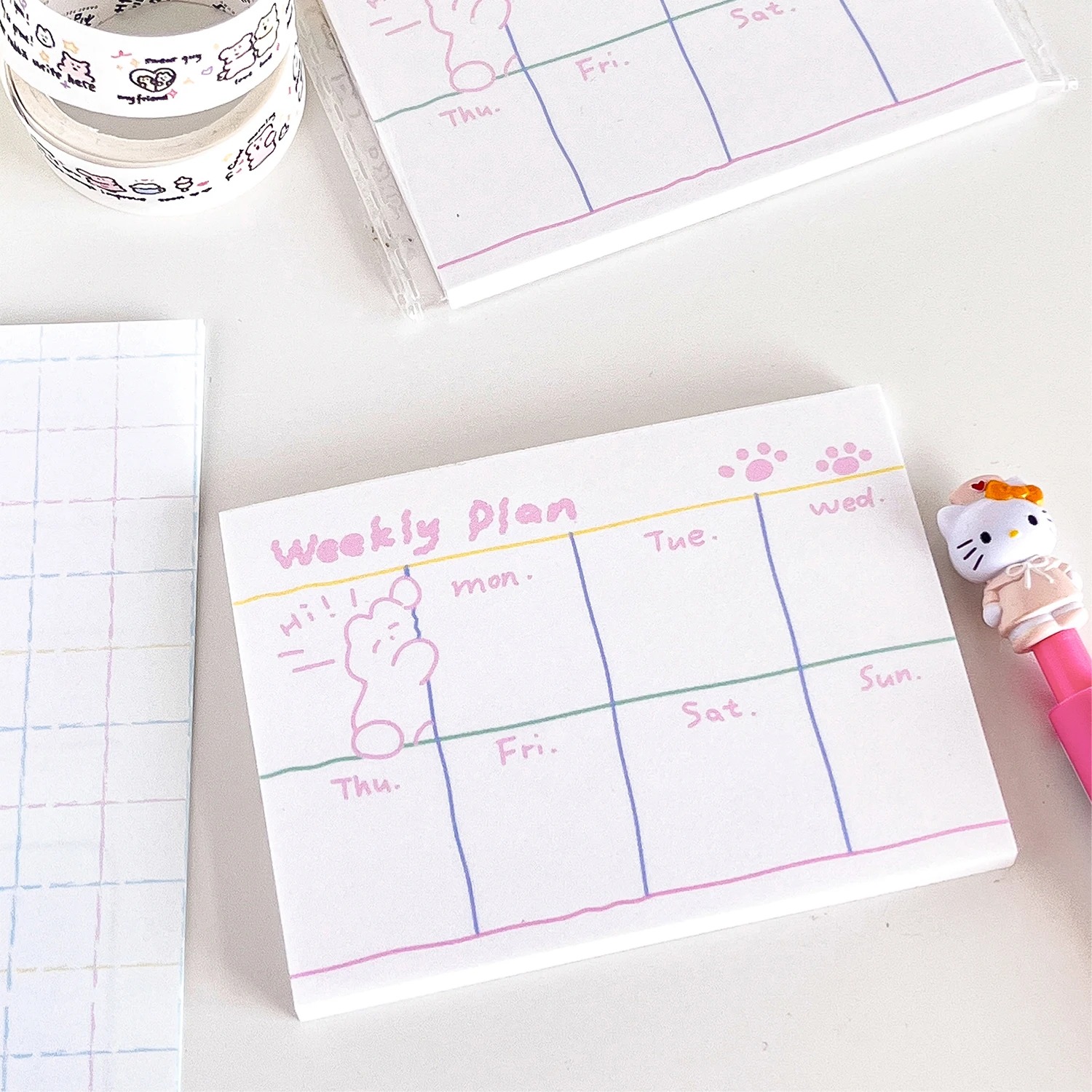 50Pcs Cute Doodle Memo Pad Weekly Plan To Do List Record Decoration Message Notes Paper Diary Notepad Stationery