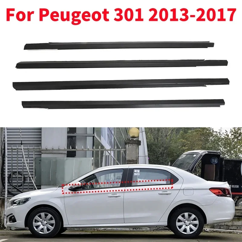 4Pcs Car Window Weather Strip Waterproof Pressure Sealing Strips For Peugeot 301 2013-2017