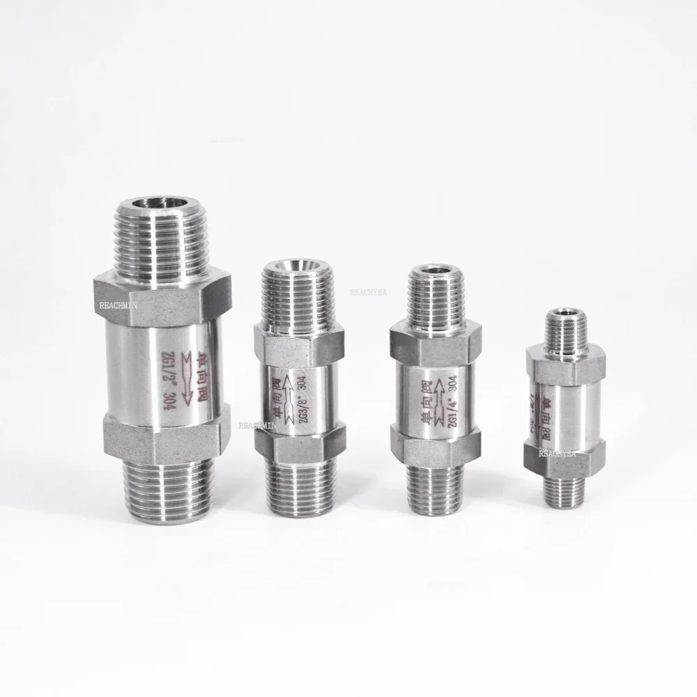 

304 Stainless Steel One Way Check Valve 1/8" 1/4" 3/8" 1/2" BSP NPT Male to Male