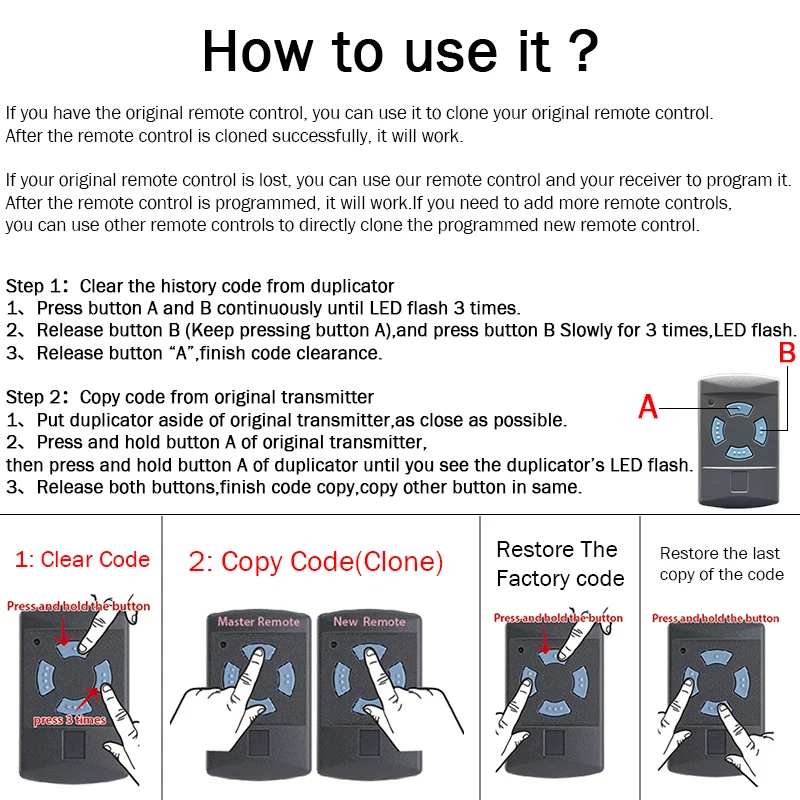 HORMANN Remote Control 868 MHz HORMANN HSM2 HSM4 HSE4 HSE2 HS1 HS2 HS4 Garage Gate Remote Control 868.35MHz Handheld Transmitter