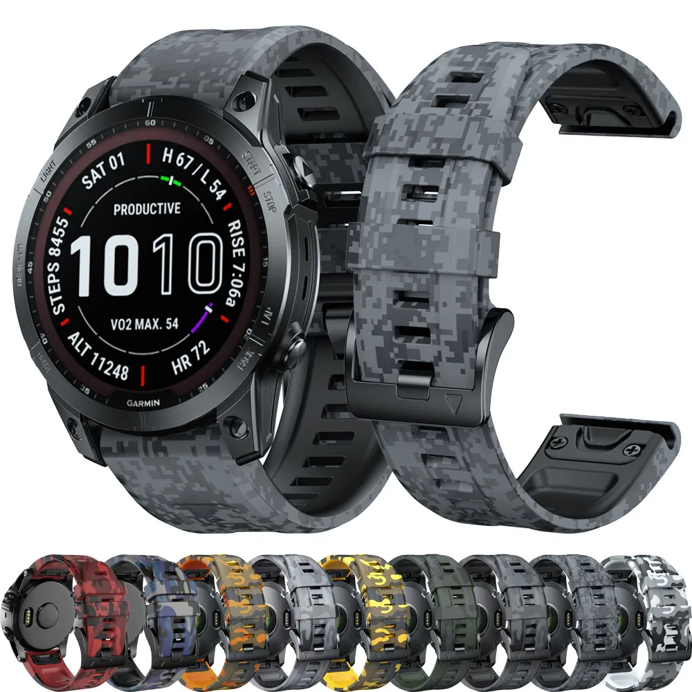 Mencetak gelang QuickFit 26 22mm untuk gelang Garmin Epix Pro Gen 2 47 51mm tali silikon gelang Fenix 7 7X 6 6X Pro 5 5X 3HR