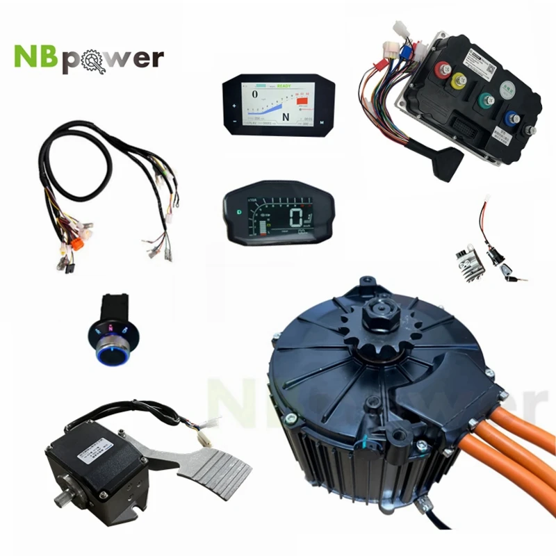 QSMOTOR 165 50H 10KW Mid-drive PMSM Motor kit For Electric Moped Dirt Bike with Fardriver ND72850/721200 Controller Foot Pedal