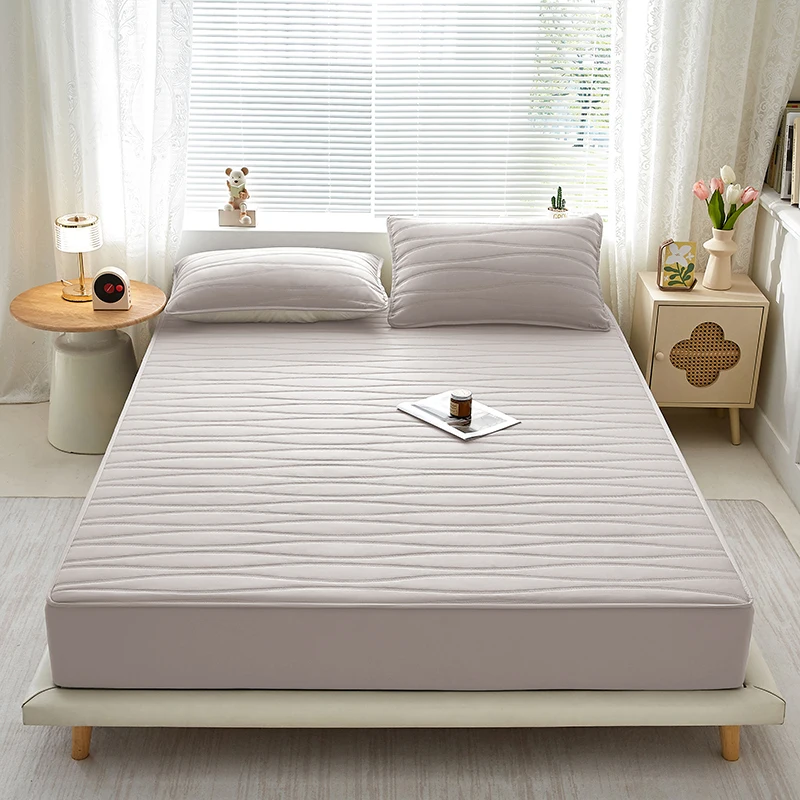 Multiple Sizes of 1pc Waterproof and Thickened Mattress Protector Single/double/king/extra-king Size Fitted Sheets 140/160/200cm