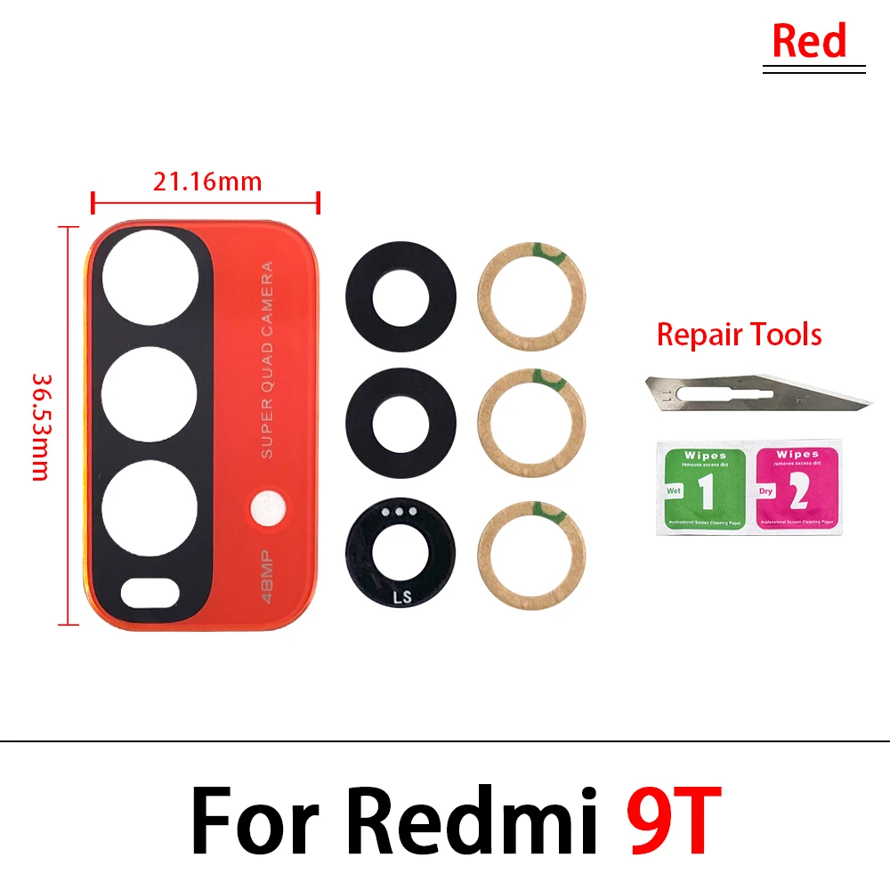 2Pcs，Camera Glass For Xiaomi Redmi 12C 10A 10C 10 9T 9A 9C 9 8A 8 7 7A Rear Back Camera glass Lens With Glue Adhesive