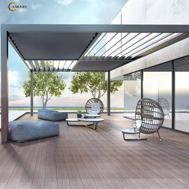 

KAKADU Eco-Friendly Waterproof Powder Coated Retractable Awning Aluminum Pergola with Electric Slats Shutter