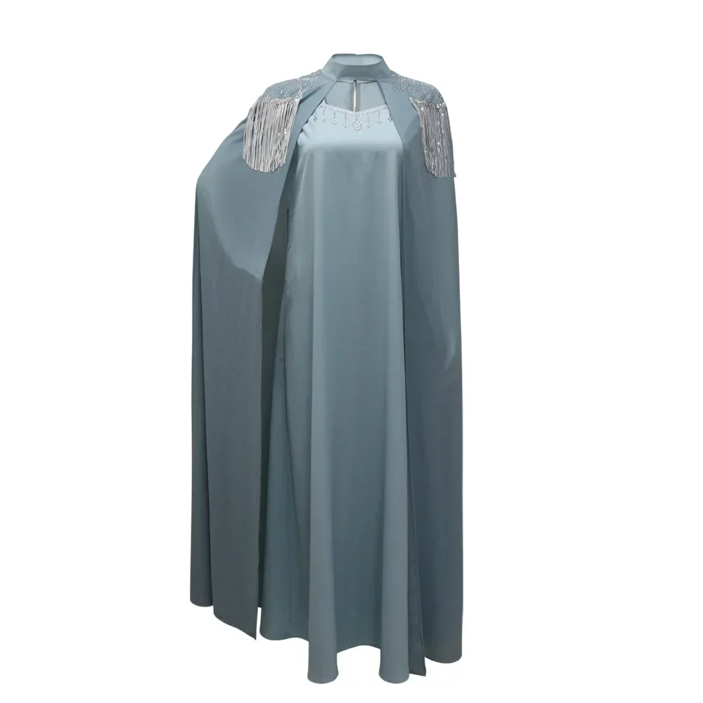 Diamants de luxe Abaya femmes paillettes gland Maxi robe de soirée Marocain caftan cape Abayas dubaï turquie robe robe musulmane Caftan