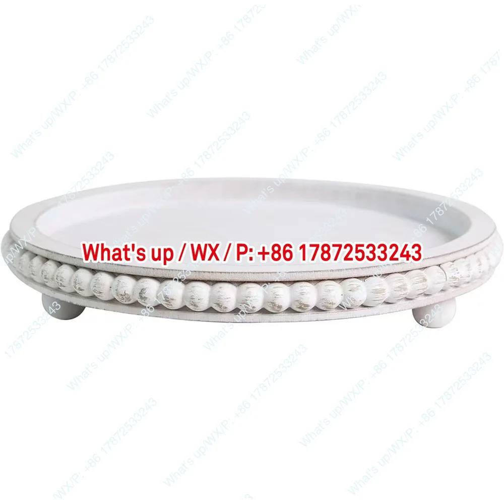Wooden bead tray, French countryside home tea tray, coffee shop dining tray, paulownia antique circular bead storage tray