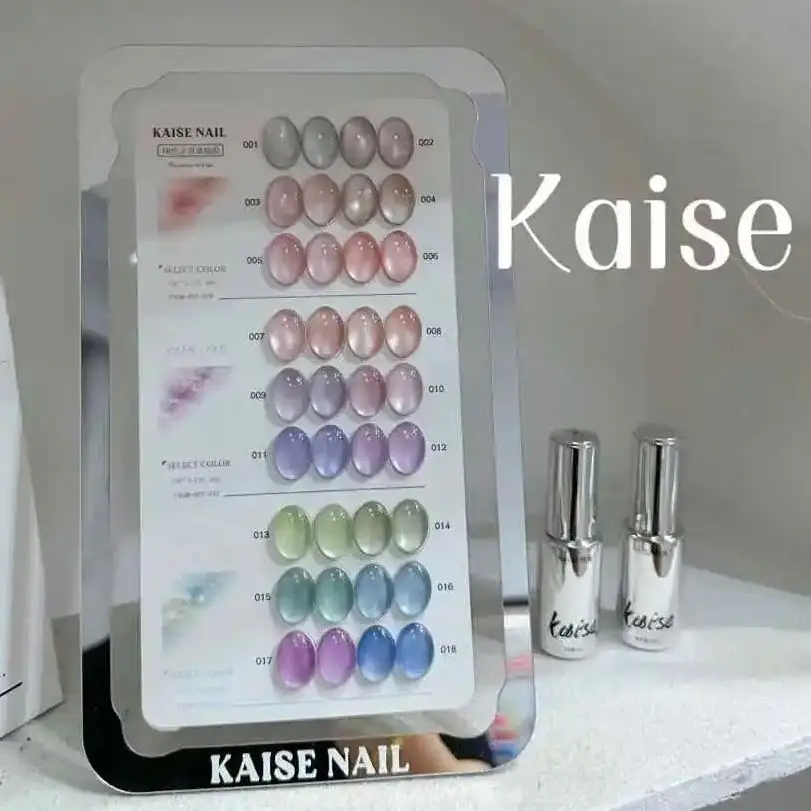 kaise 18pcs/set Ice Cream Cat Eye Gel Nail Polish Set With Color Gel Card Magnetic Gel Varnish UV LED Soak Off Gel Lacquer 15ml