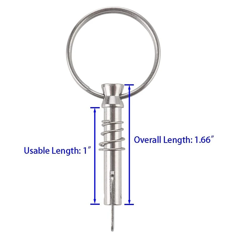

6Pcs Quick Release Pin Boat Bimini Top Pins 1/4 Inch Diameter With Drop Cam & Spring, Marine Hardware With Pull Ring-N31R