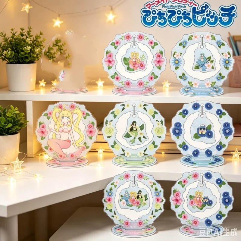 Mermaid Melody Pichi Pichi Pitch Anime Acrylic Standing Sign Board 10cm AShakeable Upright Holiday Gifts Keychains Desk Decor