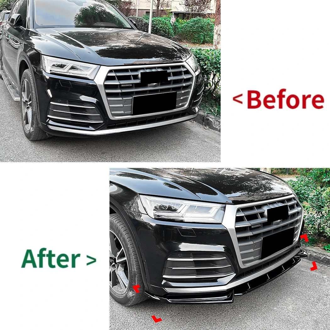 Zestawy karoserii z dolnym rozdzielaczem, dyfuzorem i spojlerem Tuning dla AUDI Q5 SQ5 FY S-Line 2018 2019 2020 Przedni zderzak samochodowy Canard Lip Trim — zdjęcie 3