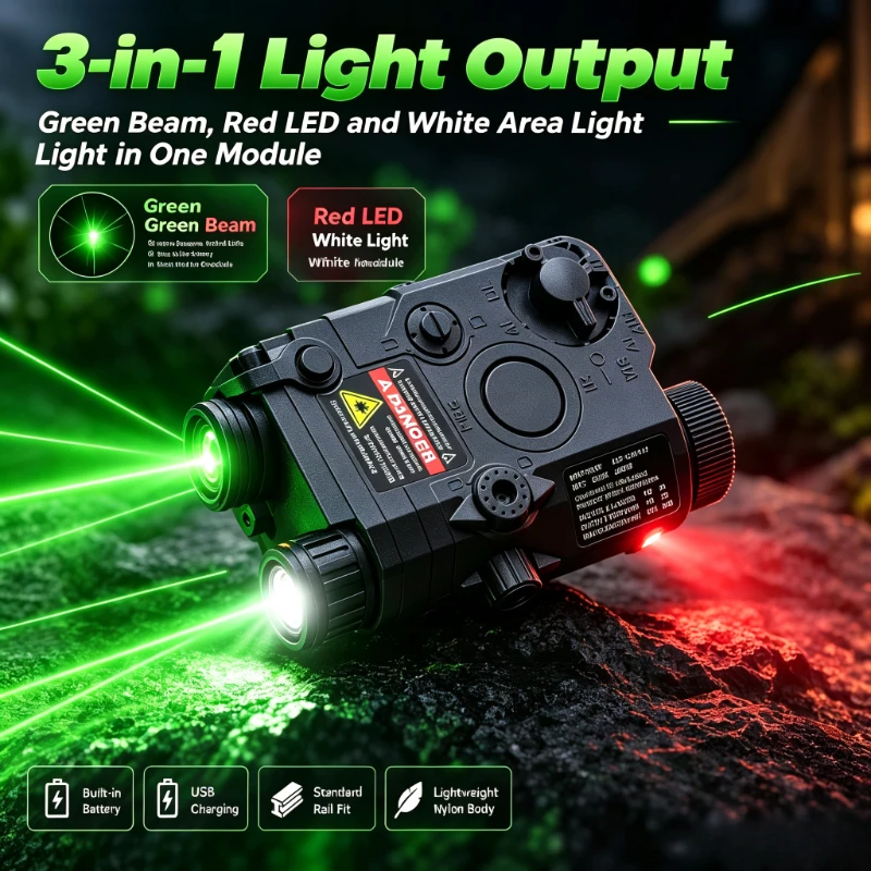 Fit Standard Rail Nylon Multi Function Light Module Green Red LED Built in Battery Outdoor Camping Gear