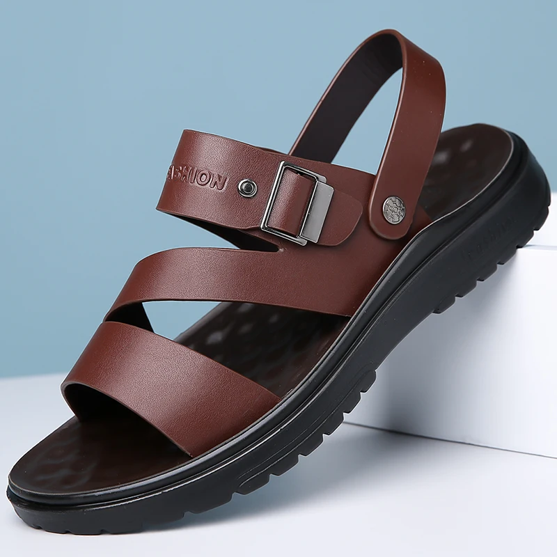 Men's Summer Fashionable All-Match Beach Slippers Soft Bottom Anti-Slip Wear-Resistant Cool Sandals-t86