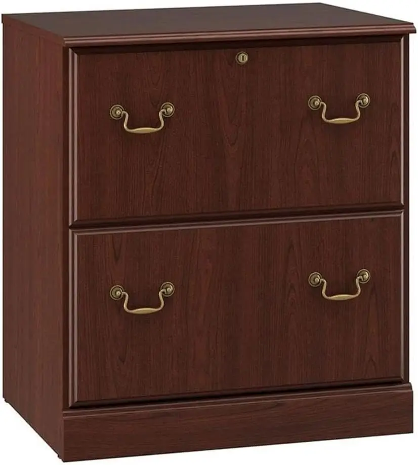 

BOWERY HILL 2 Drawers Vertical Cherry Wood Filing Cabinet Easy Assembly