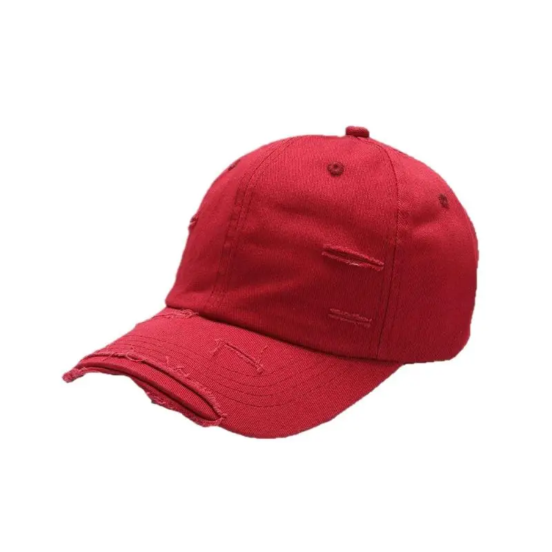 Topi Bisbol Lubang Tua Kepribadian Retro Tepi Rusak Gaya Baru Topi Pelindung Matahari Pinggiran Melengkung Atas Lembut