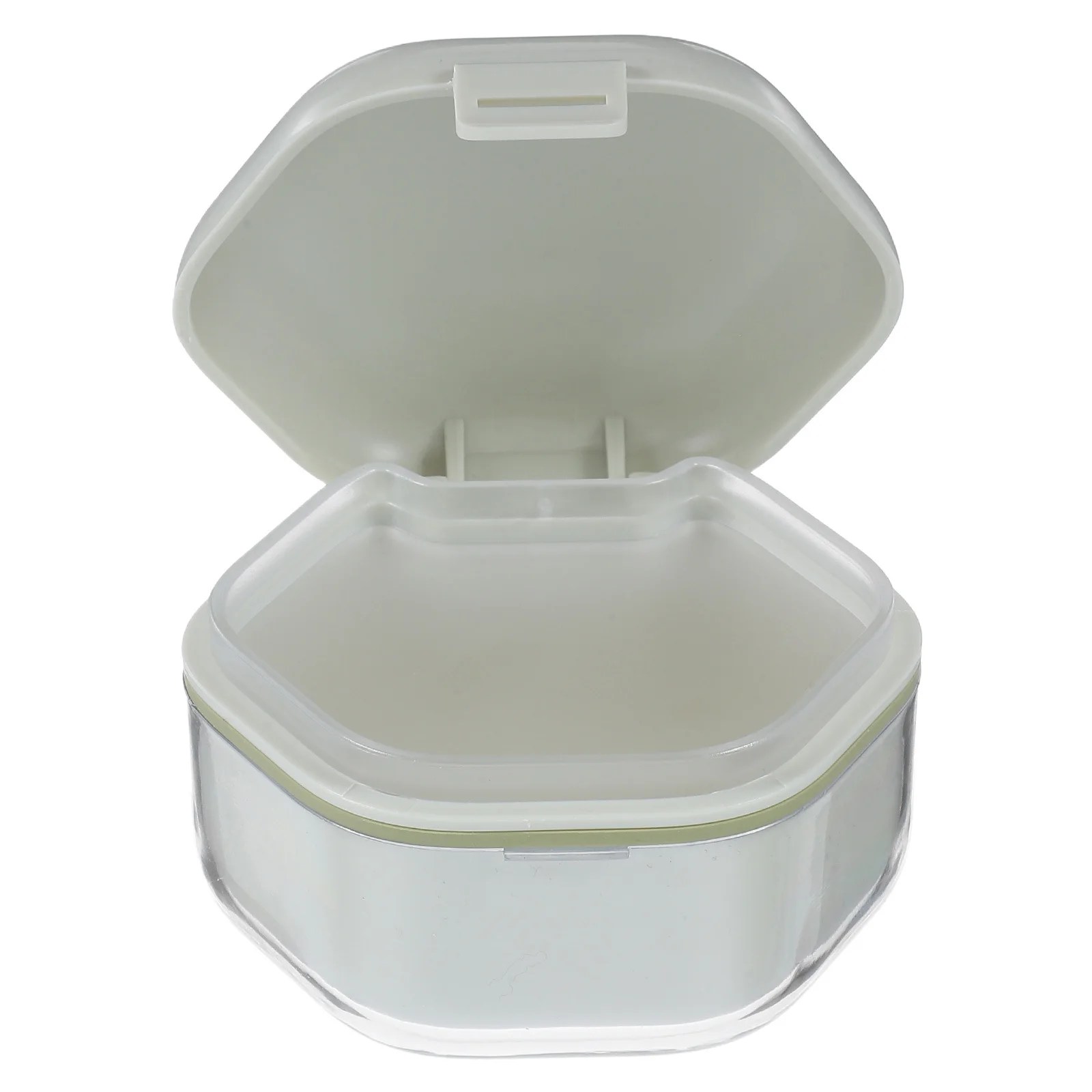 

Dual Layer Light Green Dentures Case Portable Travel Retainer Cleaning Storage Box Braces Mouthguard Organizer Saver