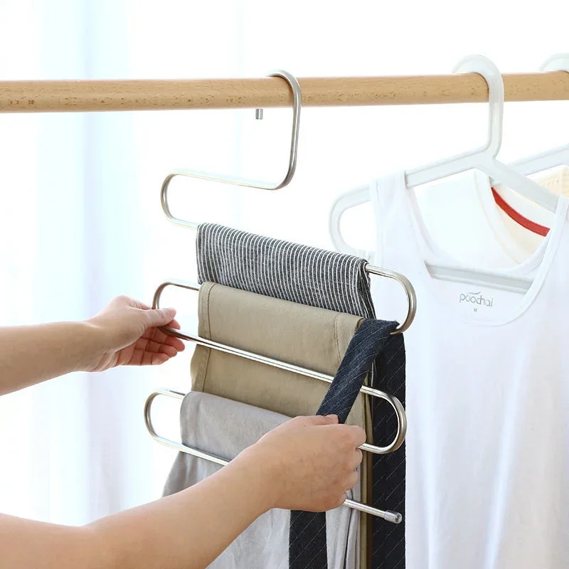 Stainless Steel Multi-functional Hanger, Multi-Layer Pants Rack, a Variety of Hanging Function, Wardrobe Storage