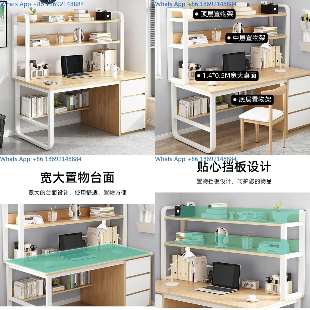 

All in one desk and bookshelf simple desktop computer table for small space home office use