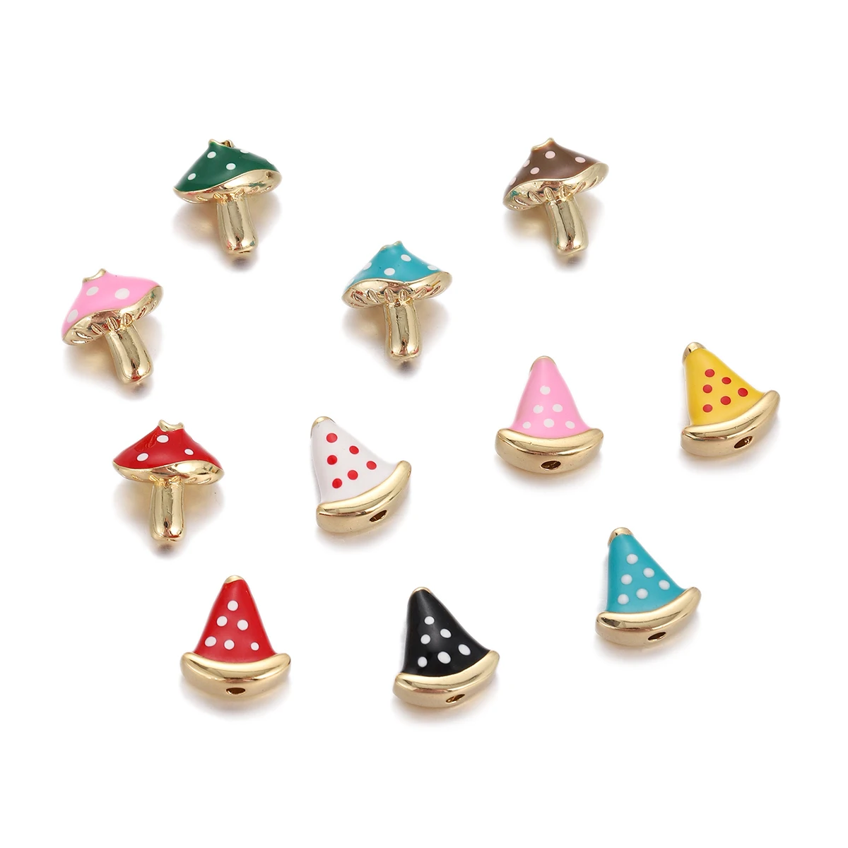 Cute Enamel Mushroom Birthday Hat Charms Pendant DIY Jewelry Making Accessories for Bracelet Necklace Finding Craft Supplies