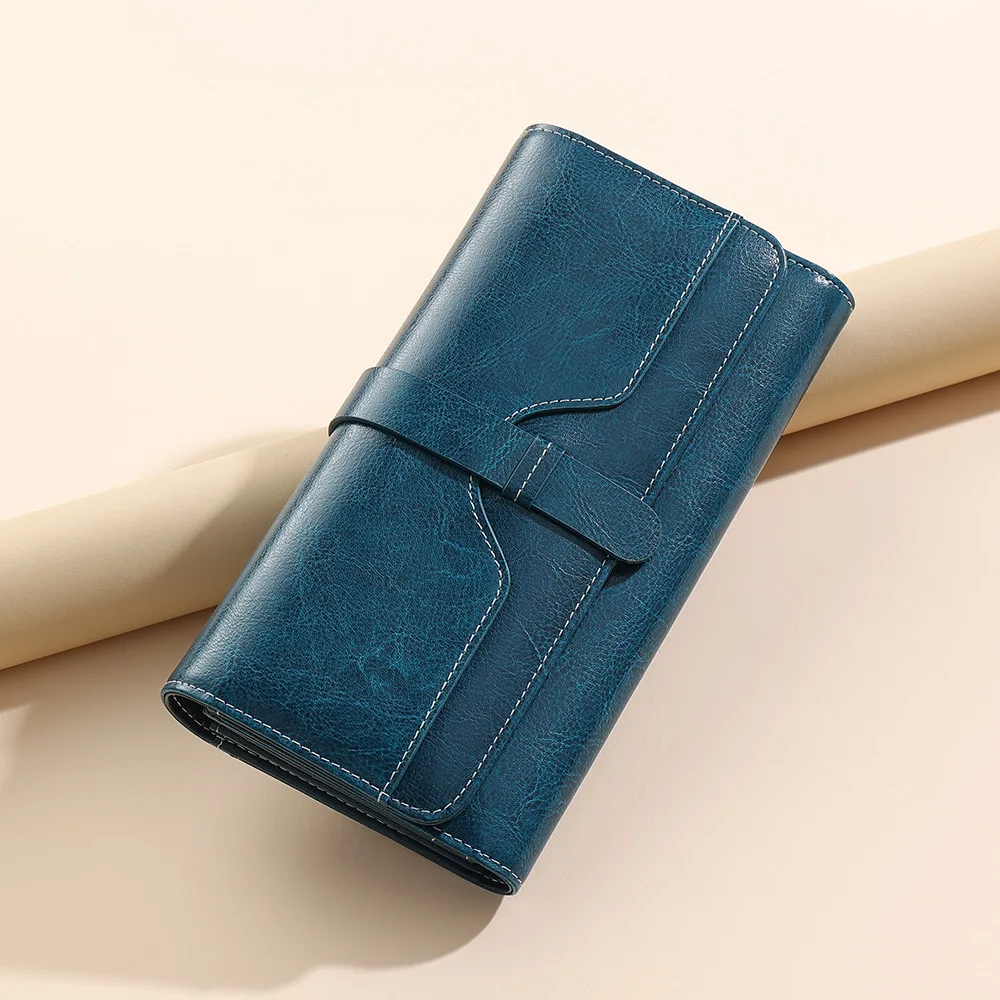 

CHANPINCL женский длинный кошелек из натуральной коровьей кожи с 12 отделениями для карт, карман для монет, большой вместительный женский кошелек, держатель для мобильного телефона