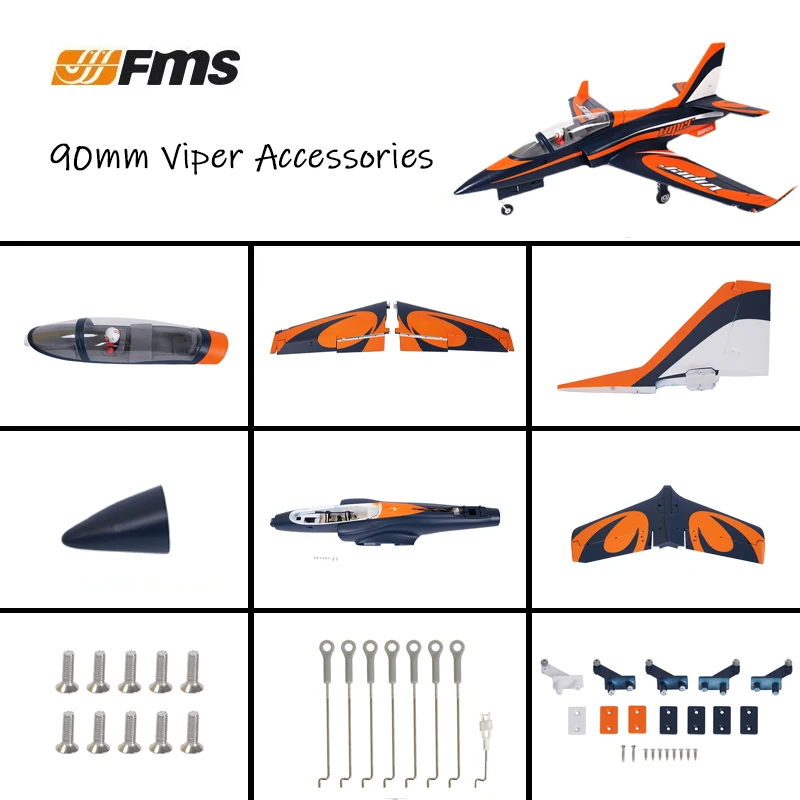 Fms 90mm Viper Aircraft Special Accessories Fuselage Main Wing Landing Gear Electronic Retraction Screws Tires