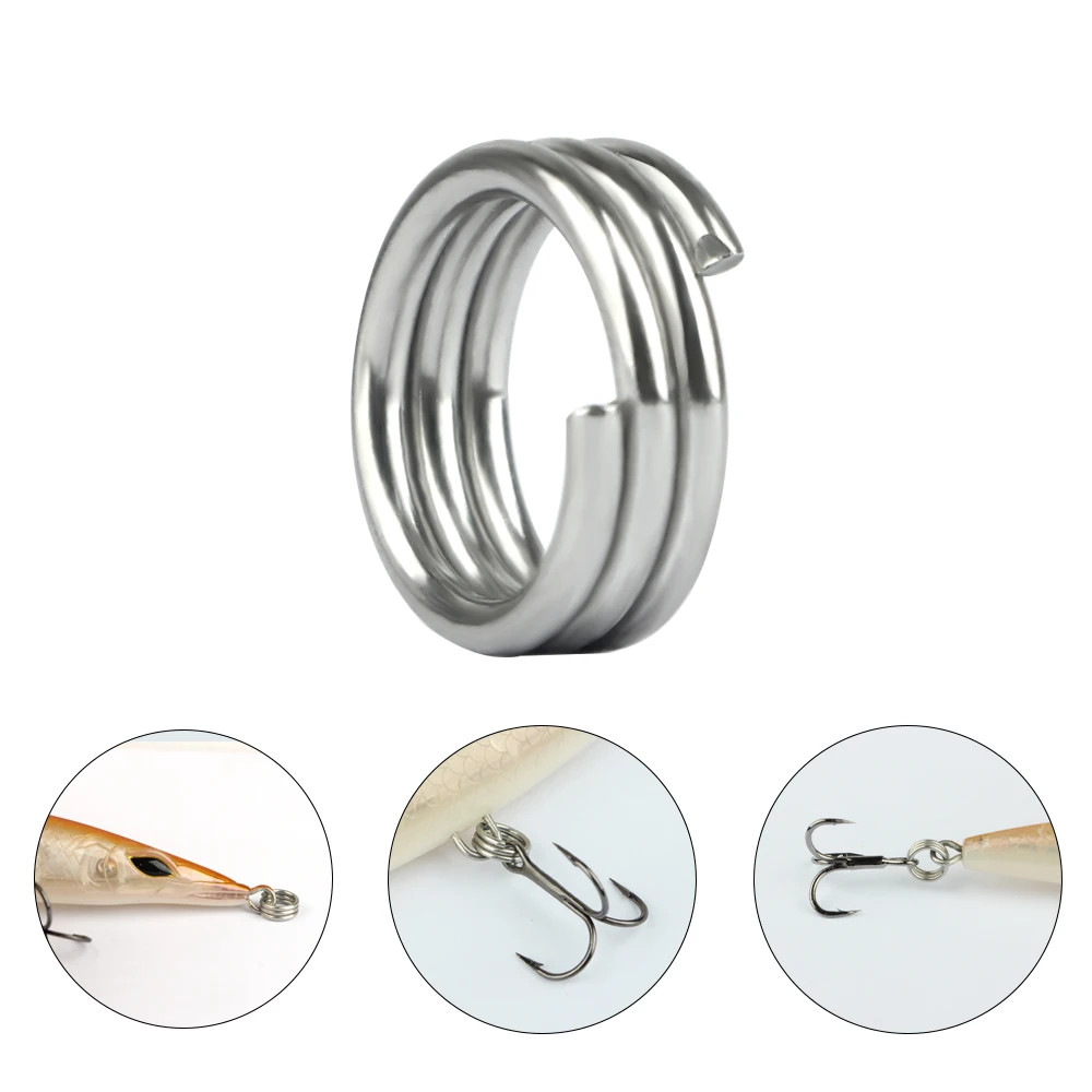 FTK 10Pcs/lot Silver Stainless Steel Double Layer Fishing Split Ring High Quality Fishing Connector Accessories Wholesale - view 5