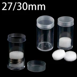 5PCS Round Clear Plastic Coin Tubes Prevent Coin Damage Storage Tube with Sealing Lid and Shockproof Foam Cushion Collection