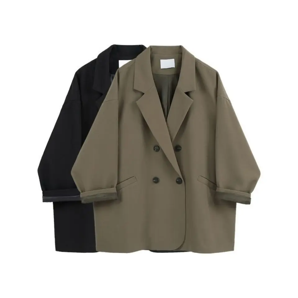 Vintage große Blazer Frauen Büro Damen Anzug Frühling Herbst Langarm übergroße koreanische schicke Jacke lässig Blazer schwarz