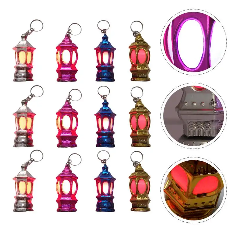 

40Pcs Muslim Ramadan Lantern Key Chain LED Lantern Ramadan Lantern Keychain Gift Key Ring Pendants Charm with LED Light