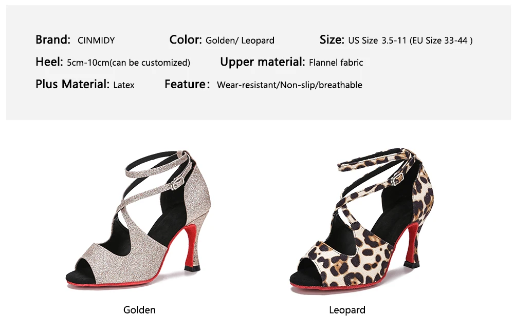 CINMIDY Leoparden-Latin-Tanzschuhe, Damen-Ballsaal-Tanzschuhe, Tango- und Salsa-Tanzschuhe, weiche Innensohle, Partyschuhe, Damensandalen. – Detail 5