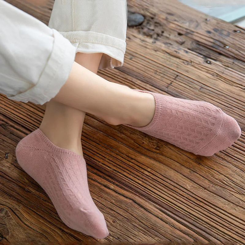 5 pairs Women Invisible Boat Socks Summer Mujer Silicone Non-slip Chaussette Ankle Low Female Cotton Show Breathable Calcetines