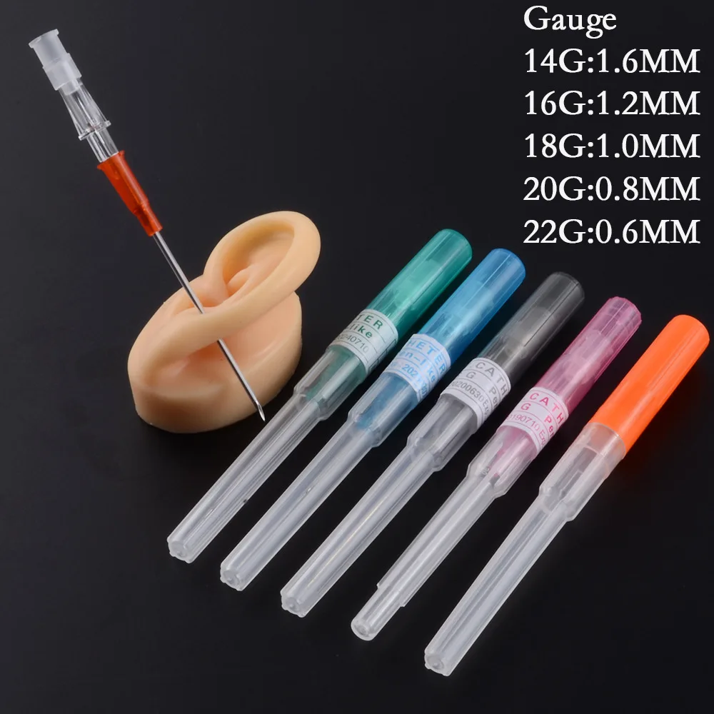 10Pcs Surgical Steel Disposable Safe Sterile Body Piercing Tools Nose Lip Belly Nipple Ear Piercing Catheter Puncture Needles