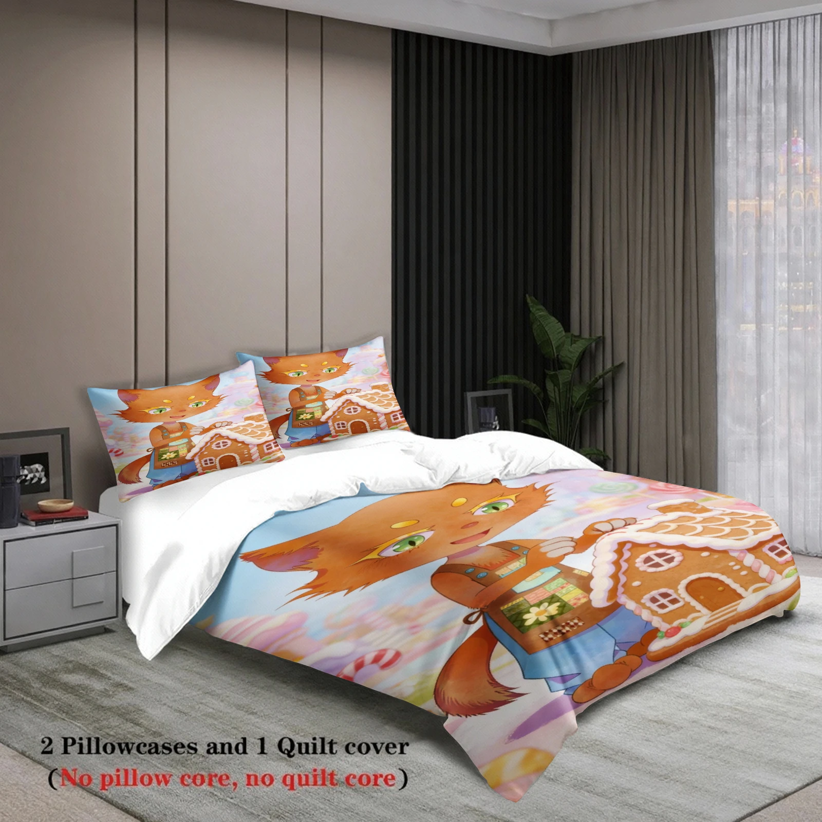 Pink Bedding Set Softville Cozy Town Cute Fern the Quilt Fox With Duvet Cover & Pillowcase For Children's Bedroom Decor