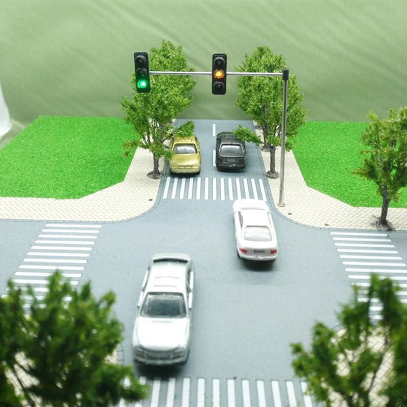 A003 5 peças escala 1:100 ho 4 luzes de rua led cenário mini poste de luz e 1 peça 3 cores semáforo sinais escala modelo 6 led